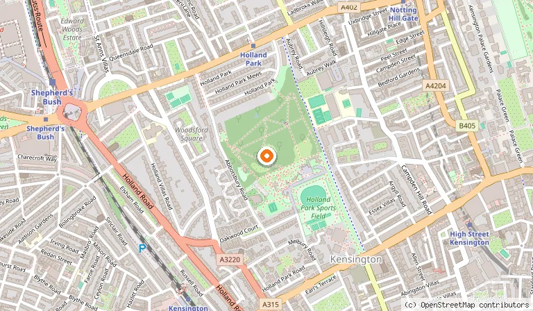 Map showing the location of Kyoto Garden in London