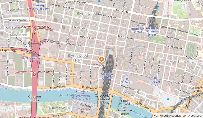 Map showing the location of La Lanterna in Glasgow