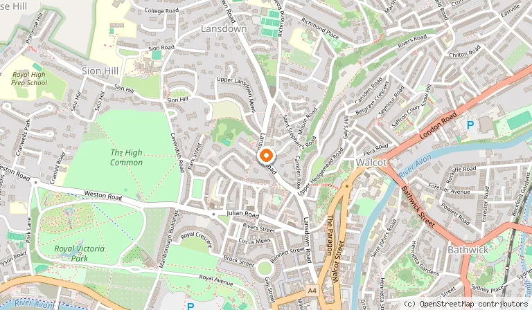 Map showing the location of Lansdown Grove Hotel in Bath