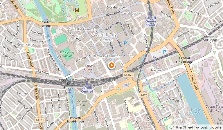 Map showing the location of Las Iguanas - Cardiff in Cardiff