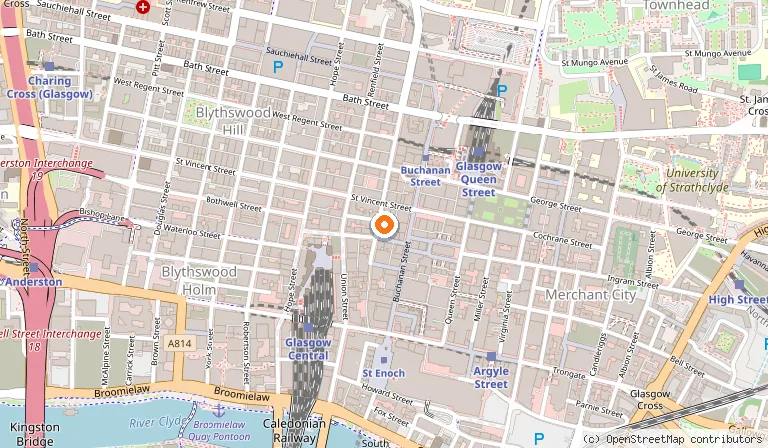 Map showing the location of Las Iguanas - Glasgow in Glasgow