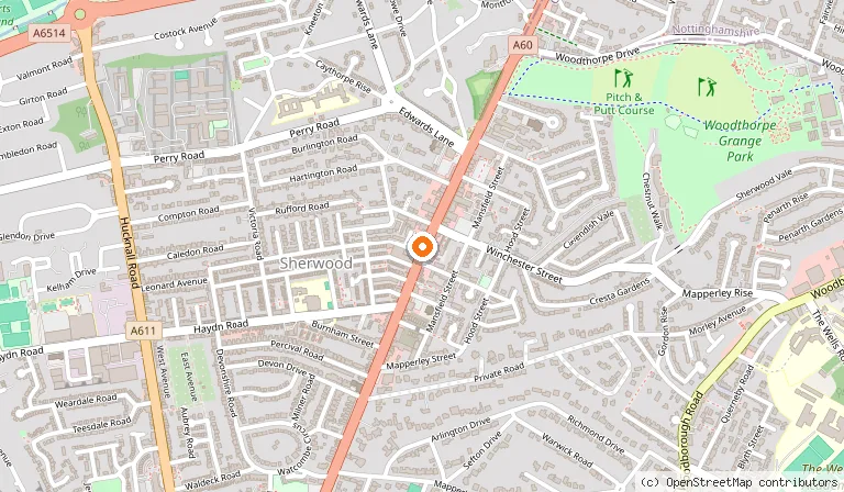 Map showing the location of Le Mistral Sherwood - French Restaurant in Nottingham