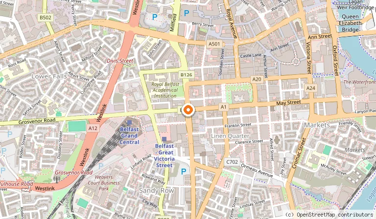Map showing the location of Leonardo Hotel Belfast in Belfast