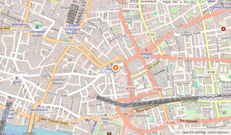 Map showing the location of Leonardo Hotel London Aldgate - formerly Hotel Saint in London