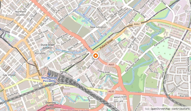 Map showing the location of Leonardo Hotel Manchester Piccadilly in Manchester