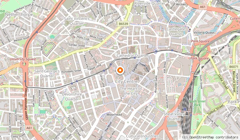 Map showing the location of Leopold Hotel in Sheffield