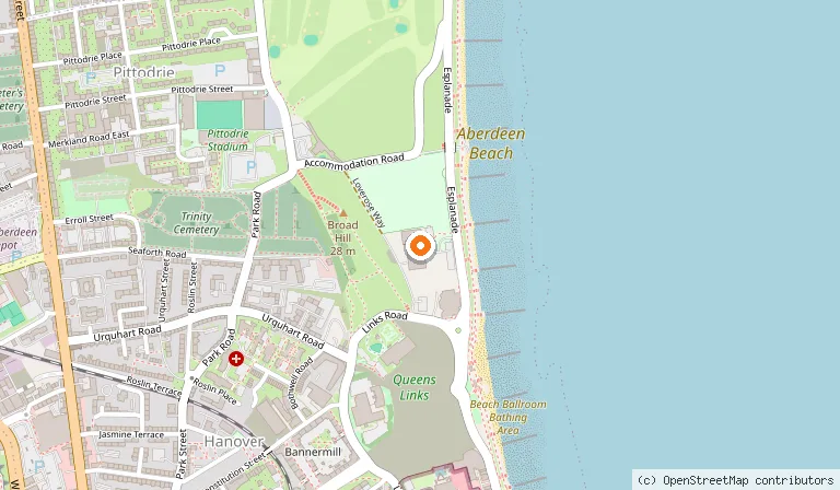Map showing the location of Linx Ice Arena in Aberdeen