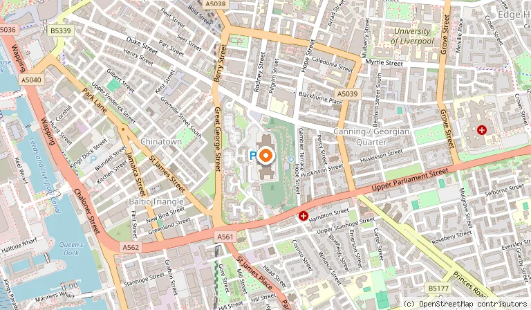 Map showing the location of Liverpool Cathedral in Liverpool