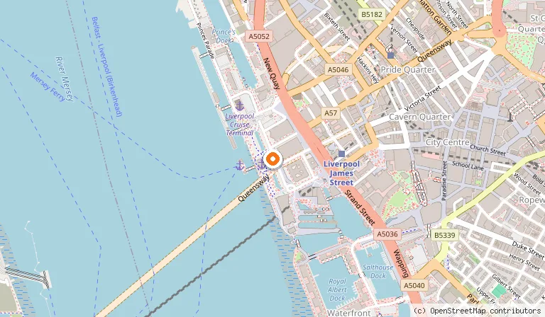 Map showing the location of Liverpool Waterfront in Liverpool