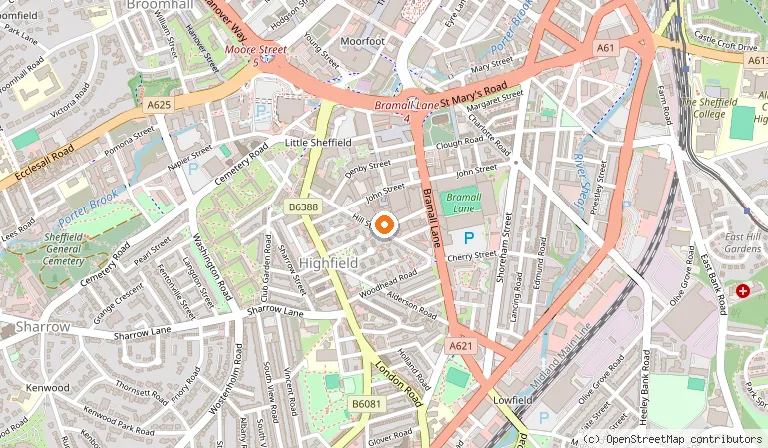 Map showing the location of Locksley Distilling Co. in Sheffield