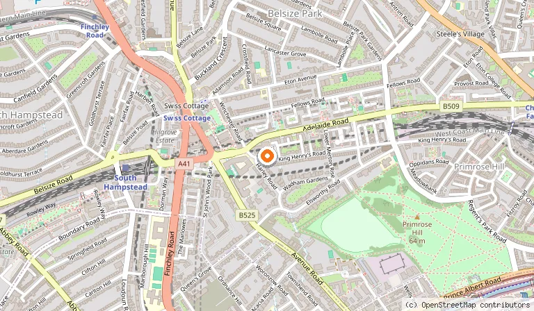 Map showing the location of London Marriott Hotel Regents Park in London