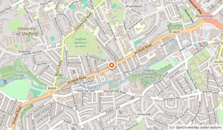 Map showing the location of Lounge418 in Sheffield