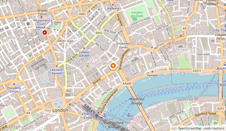 Map showing the location of Lyceum Theatre in London