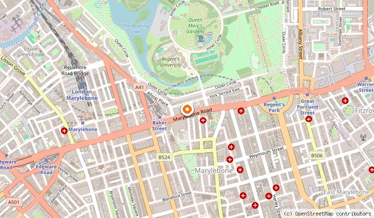 Map showing the location of Madame Tussauds London in London