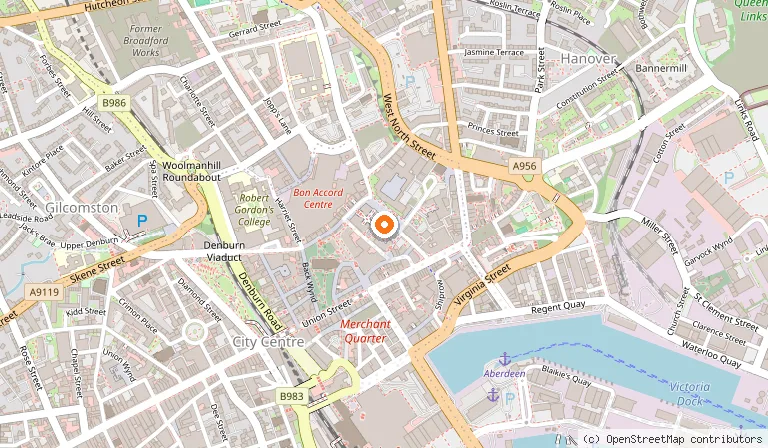Map showing the location of Maggie's Grill in Aberdeen