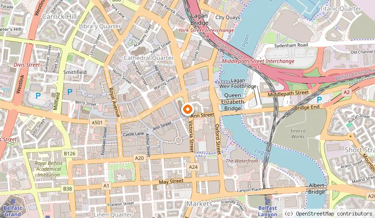 Map showing the location of Malmaison Belfast in Belfast
