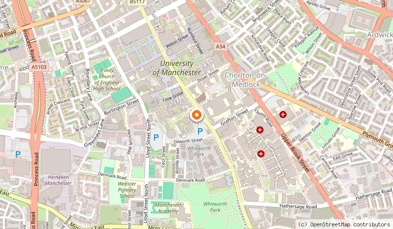 Map showing the location of Manchester Academy in Manchester