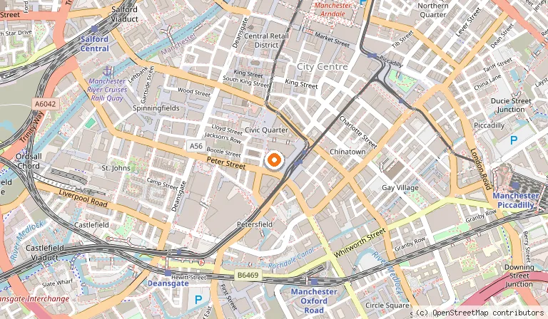 Map showing the location of Manchester Central Library in Manchester