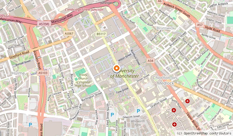 Map showing the location of Manchester Museum in Manchester