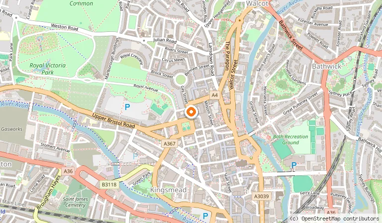 Map showing the location of Mary Shelley's House of Frankenstein in Bath