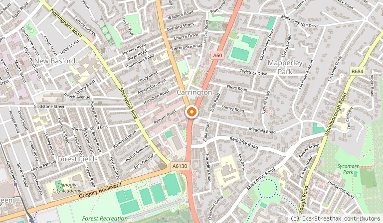 Map showing the location of Masala Junction in Nottingham
