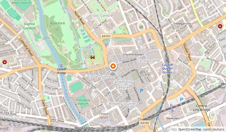 Map showing the location of McDonald's in Cardiff