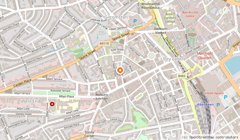 Map showing the location of McNasty's in Aberdeen