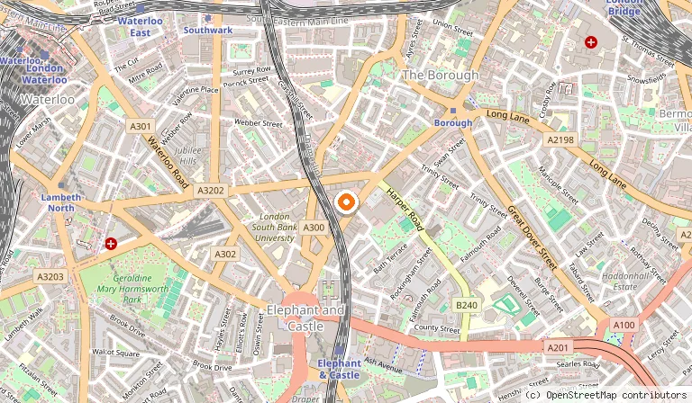 Map showing the location of Mercato Metropolitano in London