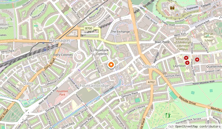 Map showing the location of Mercure Edinburgh Haymarket Hotel in Edinburgh