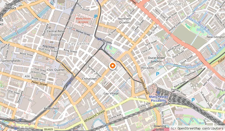 Map showing the location of Mercure Manchester Piccadilly Hotel in Manchester