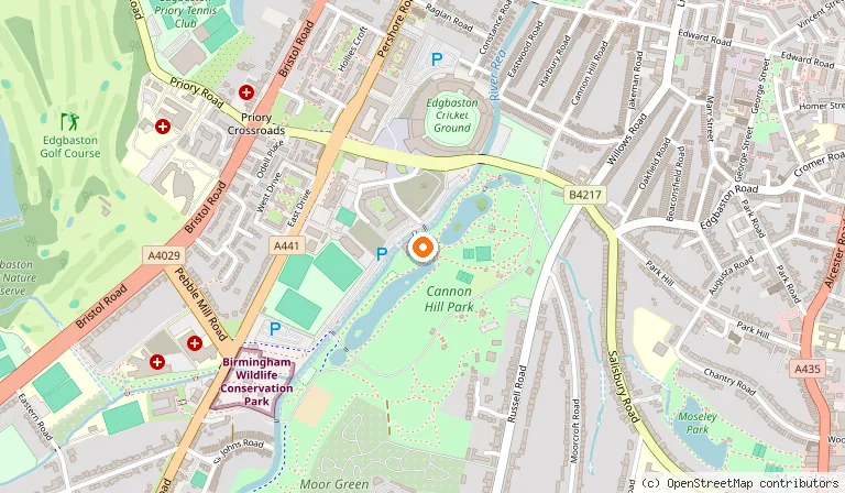 Map showing the location of Midlands Arts Centre - MAC in Birmingham