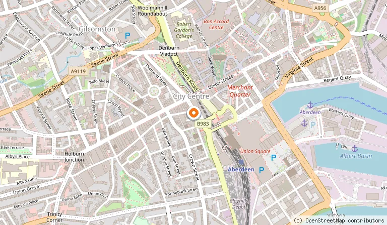 Map showing the location of Monsoona Healthy Indian cuisine in Aberdeen