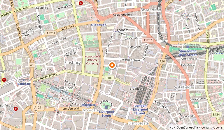 Map showing the location of Montcalm Royal London House, London City in London