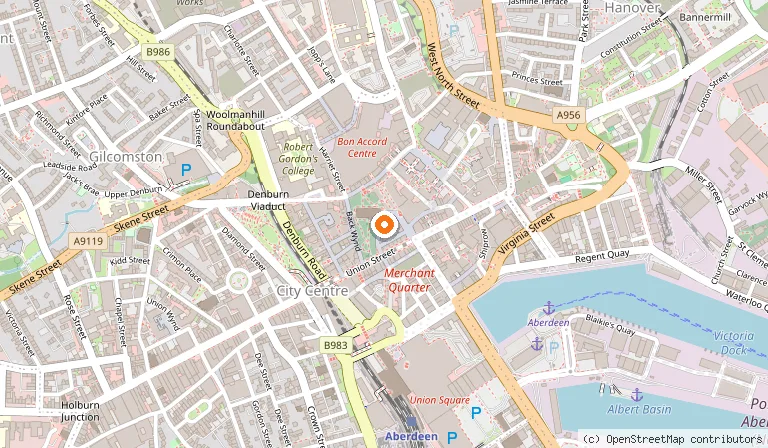 Map showing the location of Moonfish Cafe in Aberdeen