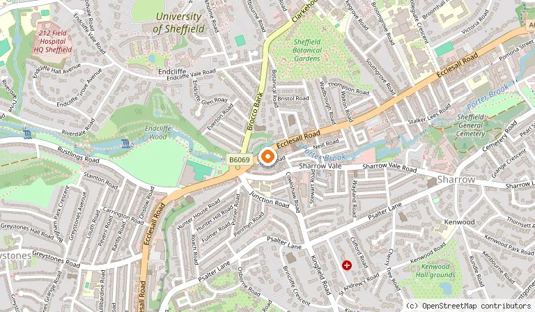 Map showing the location of Mowgli Street Food Sheffield in Sheffield