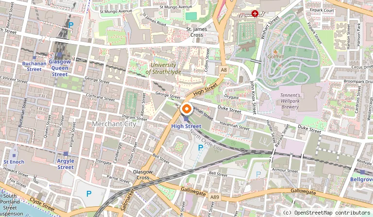 Map showing the location of Moxy Glasgow Merchant City in Glasgow
