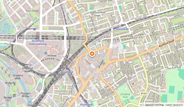 Map showing the location of Moxy London Stratford in London