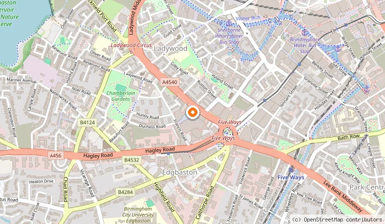 Map showing the location of Mulligans Birmingham in Birmingham
