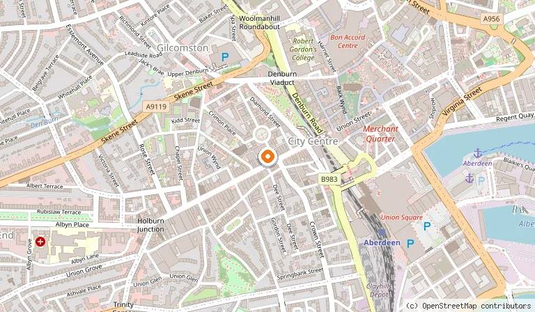Map showing the location of Music Hall in Aberdeen