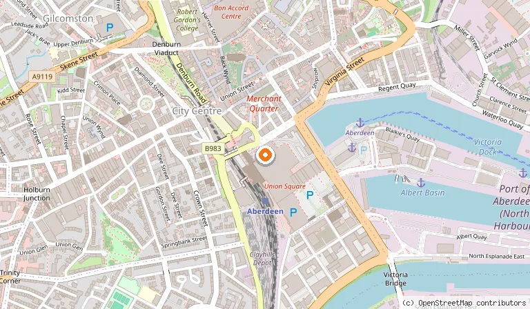 Map showing the location of Nando's Aberdeen - Union Square in Aberdeen