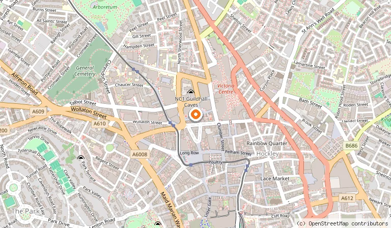 Map showing the location of Nando's Nottingham - Cornerhouse in Nottingham