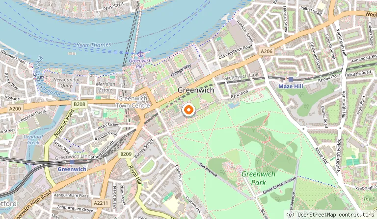Map showing the location of National Maritime Museum in London