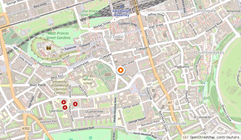 Map showing the location of National Museum of Scotland in Edinburgh