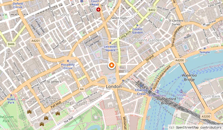 Map showing the location of National Portrait Gallery in London