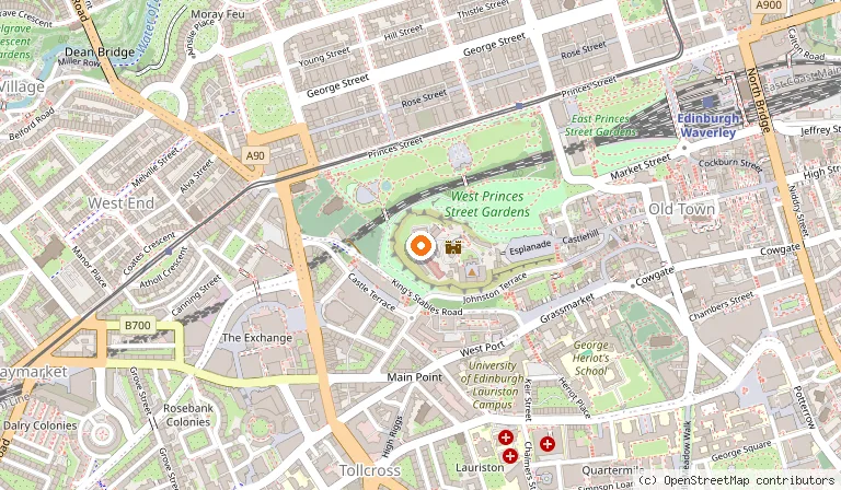 Map showing the location of National War Museum in Edinburgh