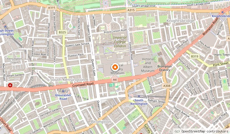 Map showing the location of Natural History Museum in London