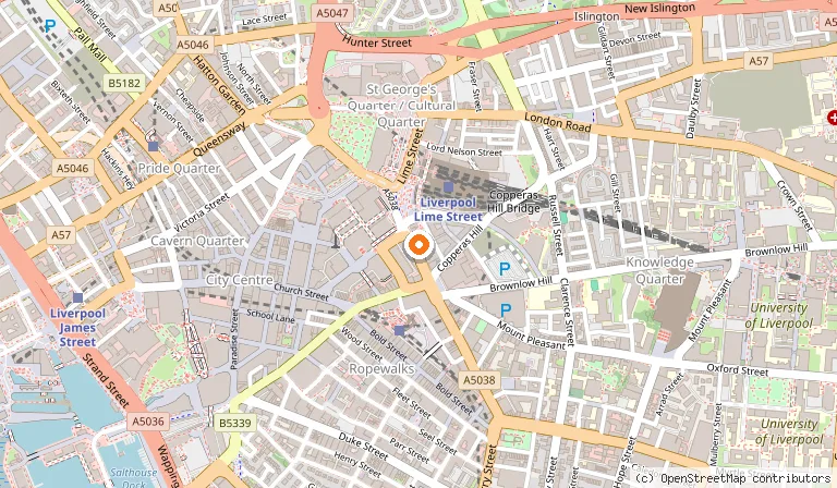 Map showing the location of NEAPOLITAN Pizza & Bar Lime Street in Liverpool