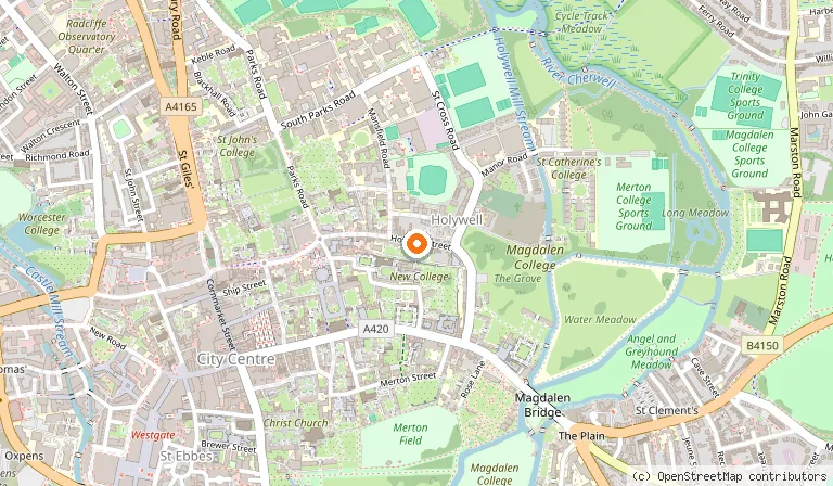 Map showing the location of New College in Oxford