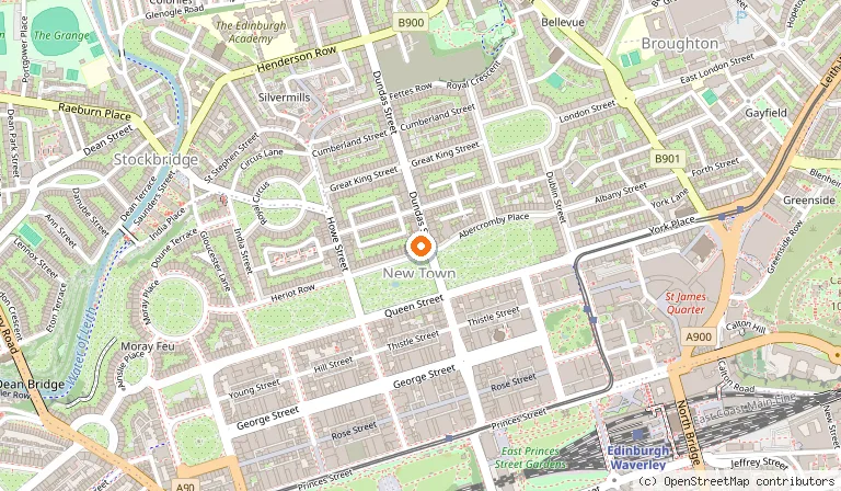Map showing the location of New Town in Edinburgh