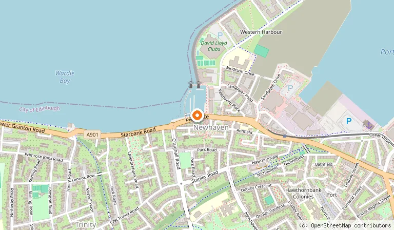 Map showing the location of Newhaven Harbour in Edinburgh